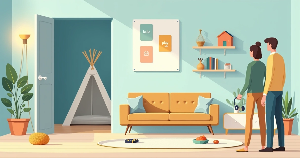 Sala organizada com cantos tranquilos preparada para visitas no TEA